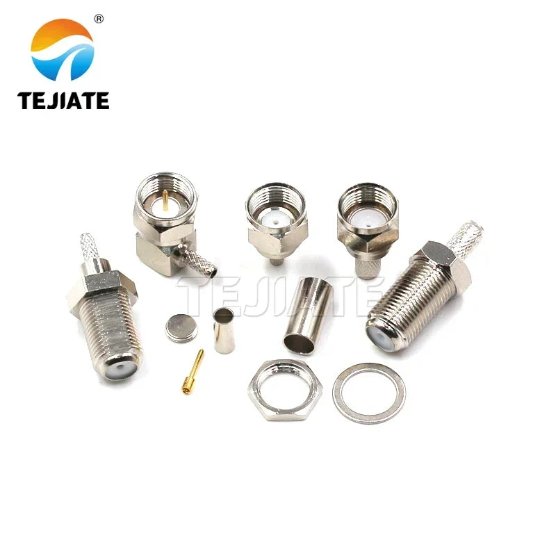 1PCS F-J/JW/KY Imperial F Type RF Coaxial Connector Male and Female Elbow Nikel/Gold Plated Adapter Plug
