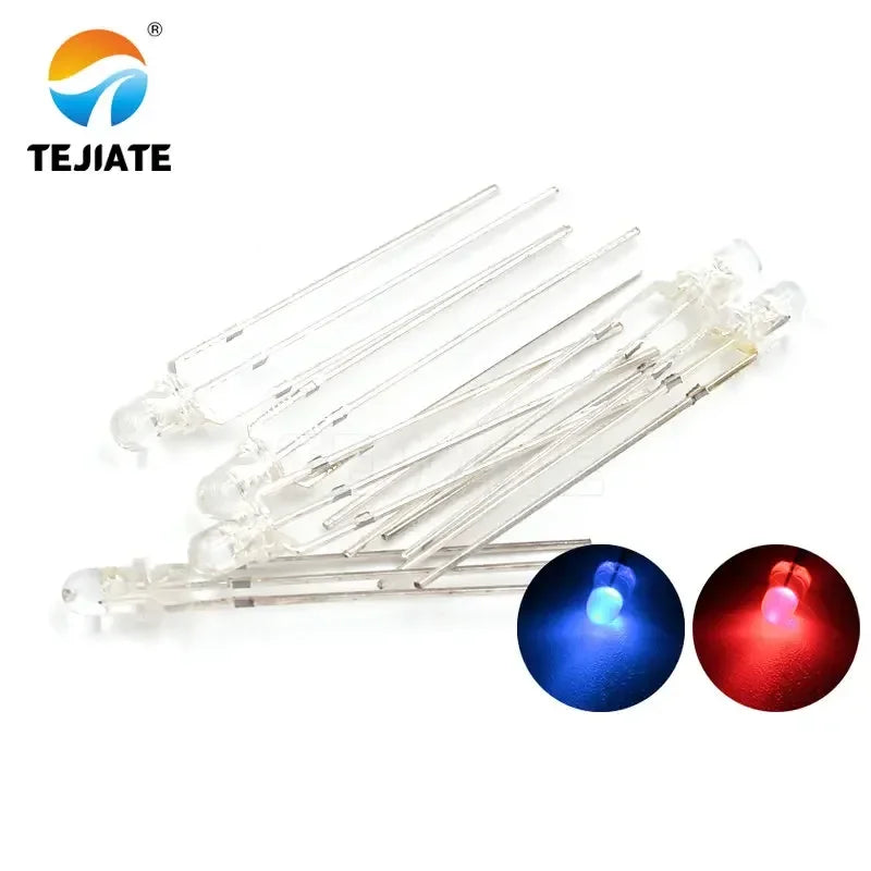 10PCS / 1Lot TEJIATE 3MM LED Light Bead Double Color White Flash Red Blue Green Fog Type Low Power Consume Fast Response