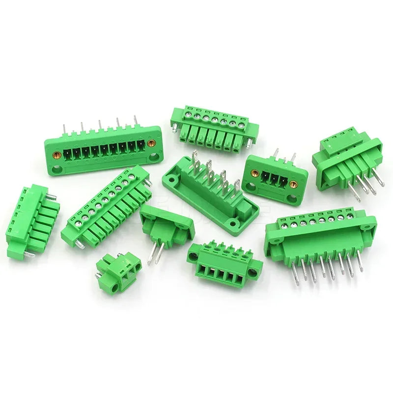 1 Set Of 15EDGWB+KM-3.81mm Wall Mounted Plug-in PCB Wiring Terminals With Flange Fixed Panel Wall Mounted