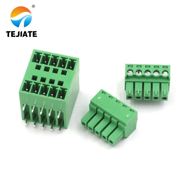 1 set of PCB plug-in terminal blocks 15EDGRH3.81mm double-layer plug-in terminal block double row bent needle base with plug