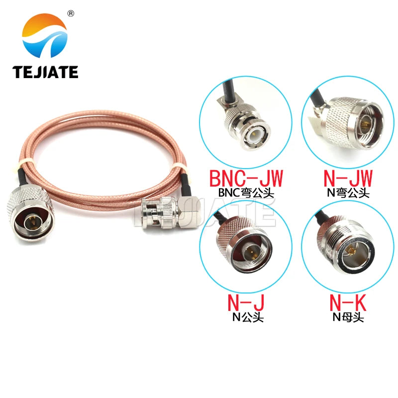 1PCS BNC bent male to N adapter line BNC-JW to N-J N-K N-JW male to female connection line RG316 RF line impedance 50 ohms