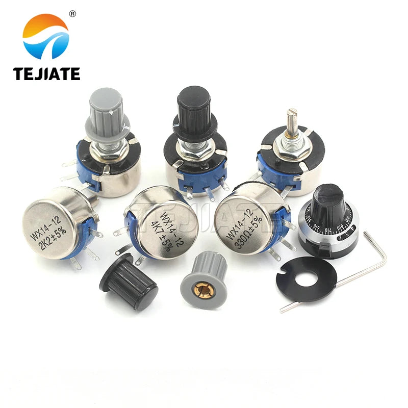 5pcs WX14-12 3W single turn wire wound potentiometer 1K 2K2 3K3 4K7 20K 10K 22K 100R 470R