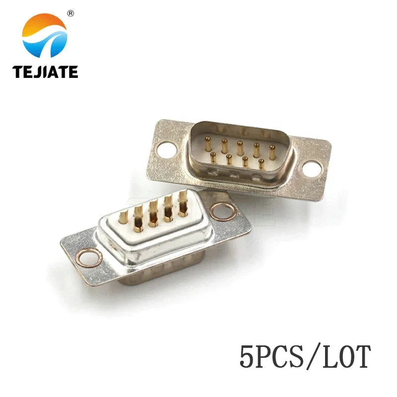 5pcs RS232 DB9 9 Pin Solder Connector DB9 Female Male Serial Port Plastic Potection Shell Cover For VGA Connectors