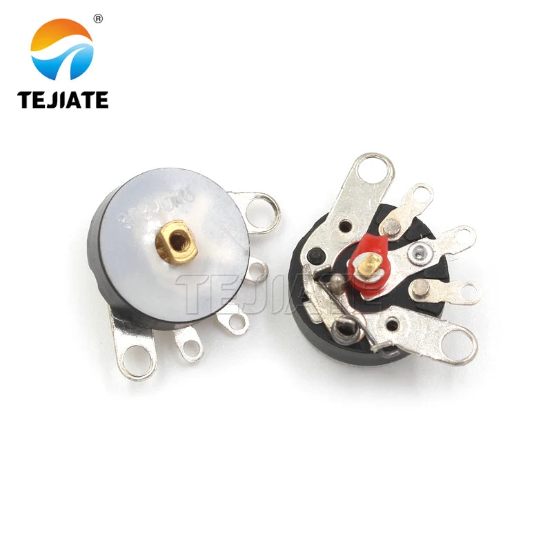 5PCS RV12MM Curved Foot Straight Foot Switch Radio Amplifier Volume Potentiometer 10K 50K With Turntable