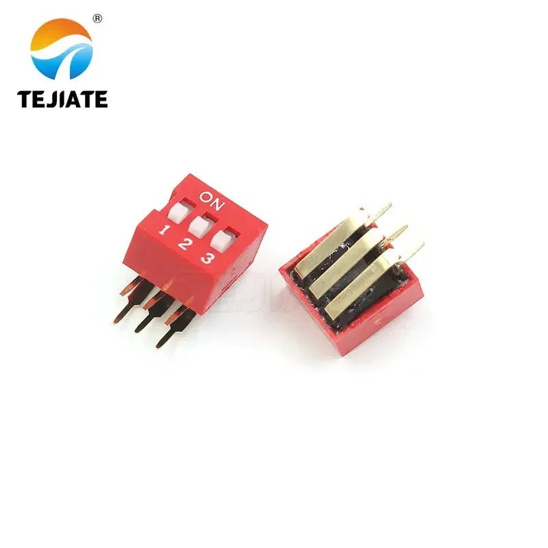 2PCS Red DIP Switch Bent Feet 2.54mm Distance Side Dip Straight Insert 2/3/4/5/6/7/8/9/10P