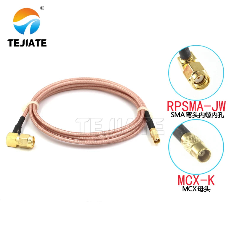 1PCS RPSMA-JW to MCX adapter line MCX elbow male and female to RPSMA-JW connection line RG316 coaxial impedance 50 ohms