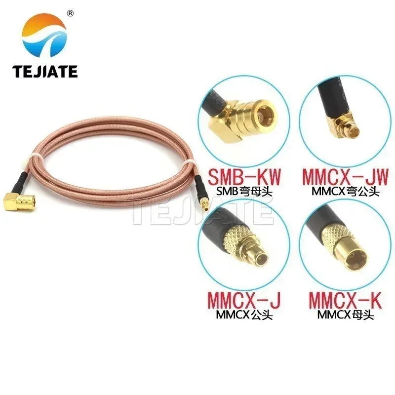 1PCS MMCX male female to SMB bent female adapter cable SMB-KW to MMCX-JW MMCX-J MMCX-J RF cable RG316 coaxial line