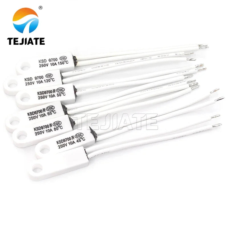 KSD9700 Ceramic temperature switch with hole 40 degrees ~ 90 degrees normally open normally closed 10A 250V