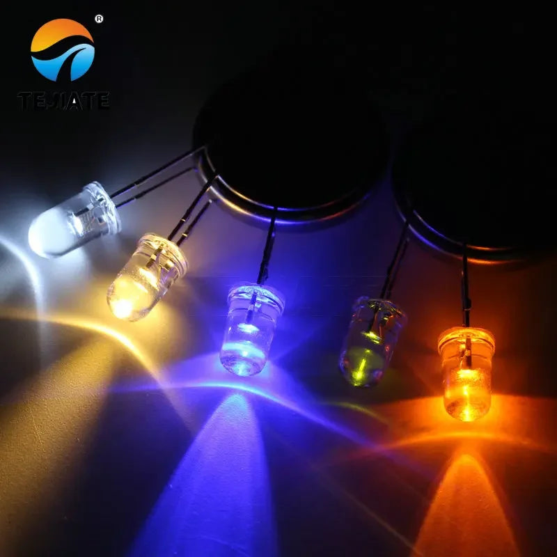 50PCS / 1Lot TEJIATE 5MM LED Lamp Full Double Color White Red Yellow Blue Green Purple Fast Response Long Using Life