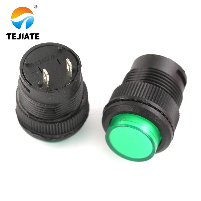 1Pcs R16 Power Switch Button R16-503 Blue Yellow White LED R16-503B R16-503A Latching Reset Button 2P 4P Self-lock No Lock Reset