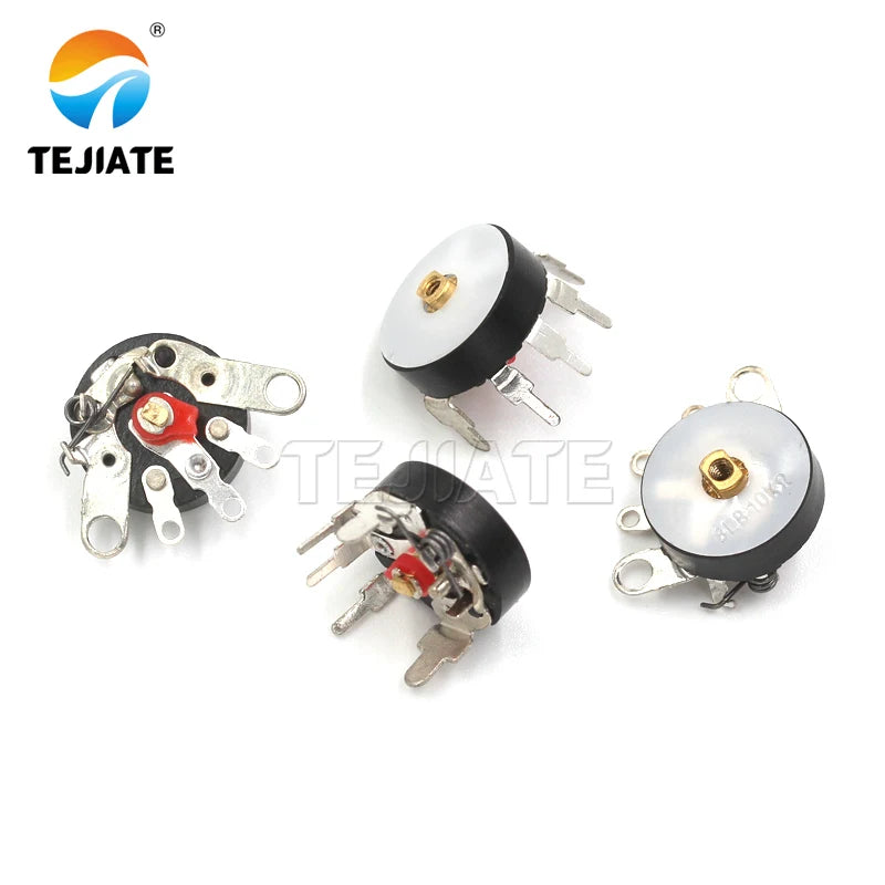 5PCS RV12MM Curved Foot Straight Foot Switch Radio Amplifier Volume Potentiometer 10K 50K With Turntable