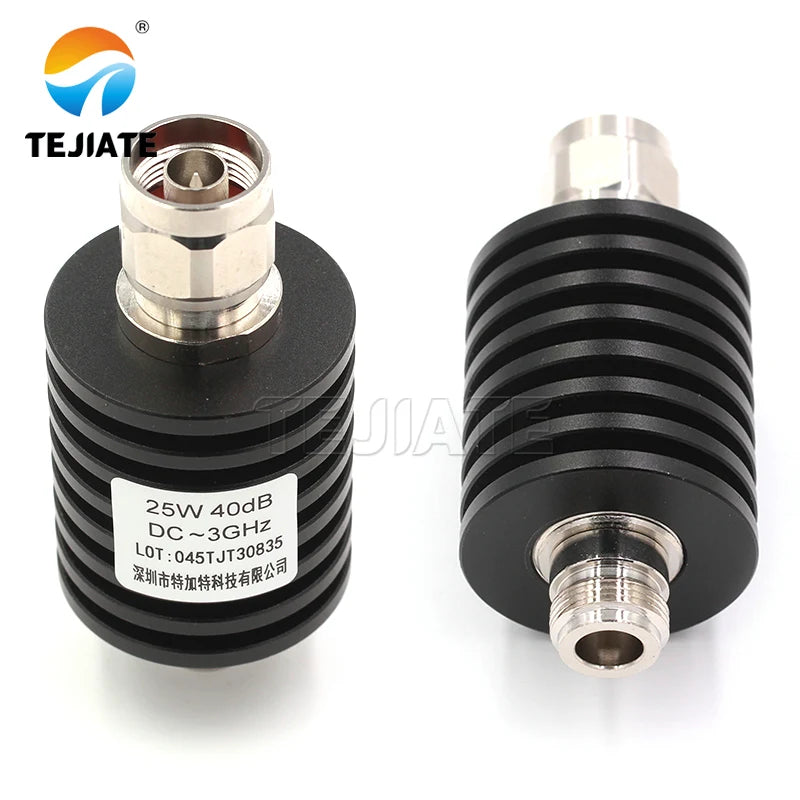 1PCS Frequency N-JK DC-3GHz 6-40DB RF Coaxial Fixed Attenuator 25W Connector Nickel Plated