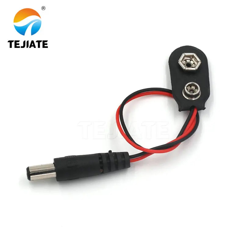 9V battery connector snap on power adapter T-type I-type dual wire clamp cable 9V socket plug snap on connection