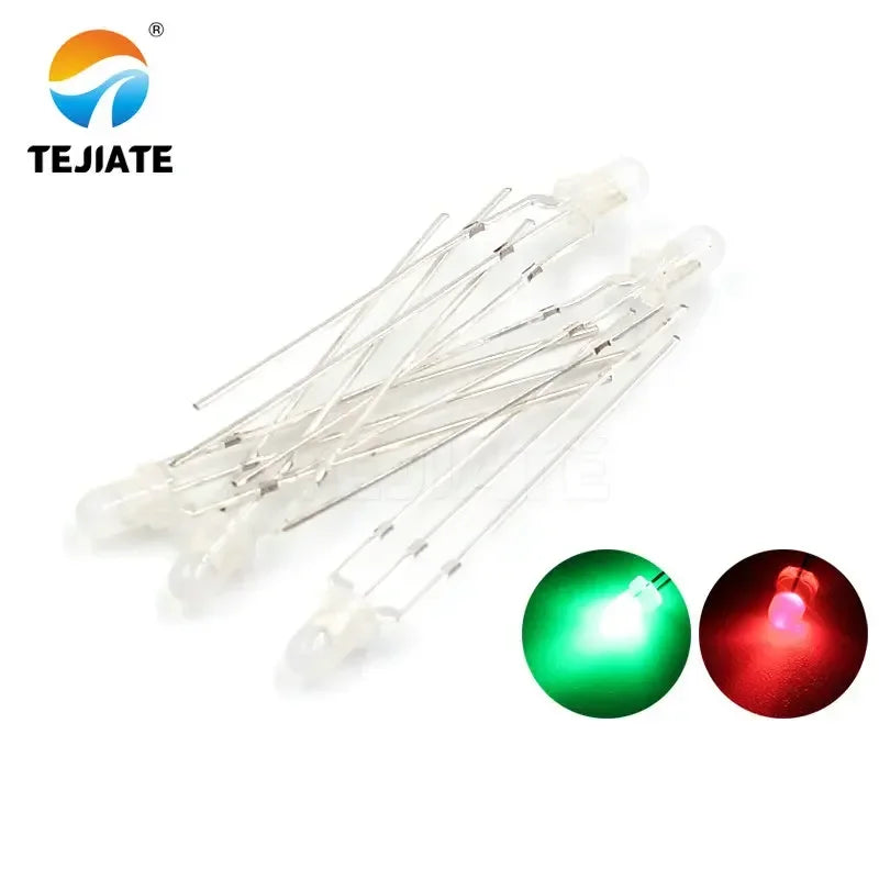 10PCS / 1Lot TEJIATE 3MM LED Light Bead Double Color White Flash Red Blue Green Fog Type Low Power Consume Fast Response