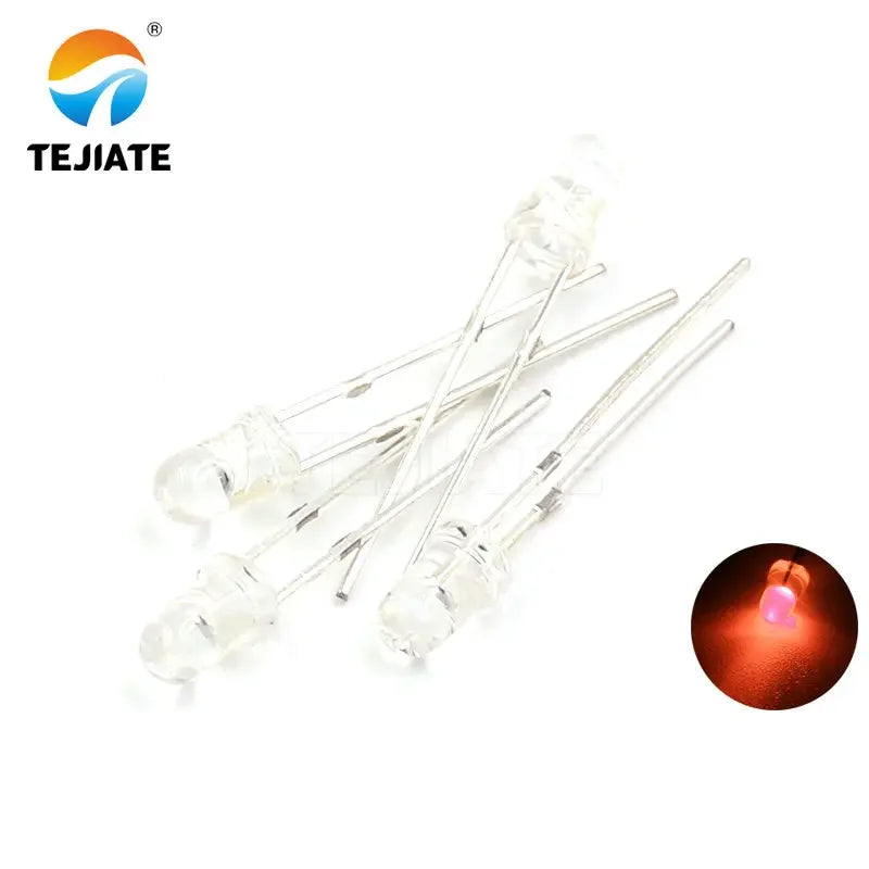 50PCS / 1Lot TEJIATE 3MM LED Light Bead White Red Yellow Blue Green Full Color High Brightness  Low Power Consume Fast Response