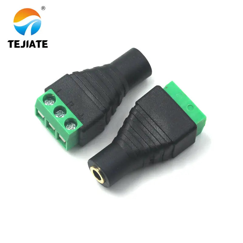 1PCS solderless 2.5/3.5MM gold-plated dual channel audio headphone plug, stereo adapter, solderless terminal