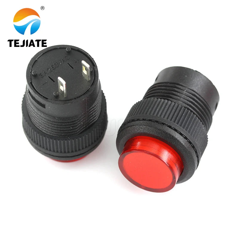 1Pcs R16 Power Switch Button R16-503 Blue Yellow White LED R16-503B R16-503A Latching Reset Button 2P 4P Self-lock No Lock Reset