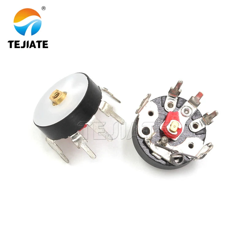 5PCS RV12MM Curved Foot Straight Foot Switch Radio Amplifier Volume Potentiometer 10K 50K With Turntable