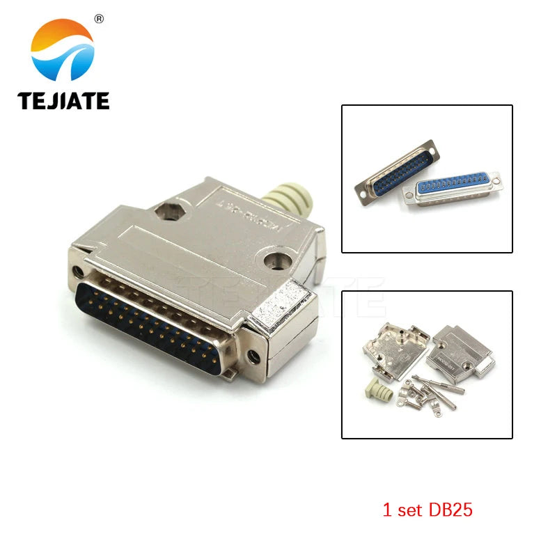 DB25 25P  Parallel Serial Port Female Male Wire Solder Connector Socket Plug VGA Adapter Plastic Metal Shell Cover