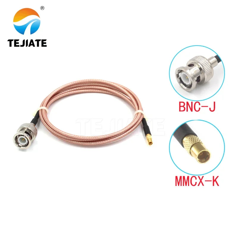 1PCS TEJIATE Adapter Cable MMCX To BNC Type MMCXK Convert BNCJ 8-90CM 1M 1.5M 2M Length Connector RG316 Wire