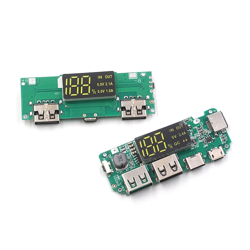 lithium battery digital display charging module 5V2.4A 2A 1A dual USB output with display boost module