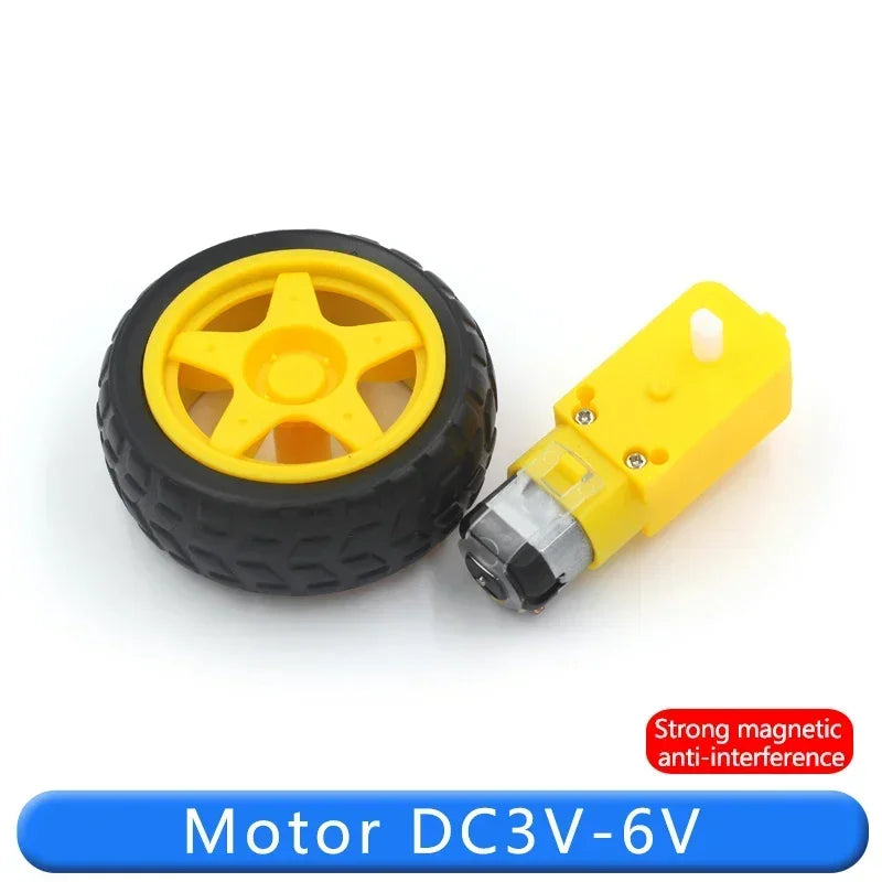 Motor motor DC3V-6V DC reduction strong magnetic anti-interference four-car drive rubber wheel