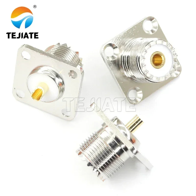 1PCS UHF-KF/M-KF Female with Flange 25x25 RF Adapter Toos Antenna 4 Hole Square Connector