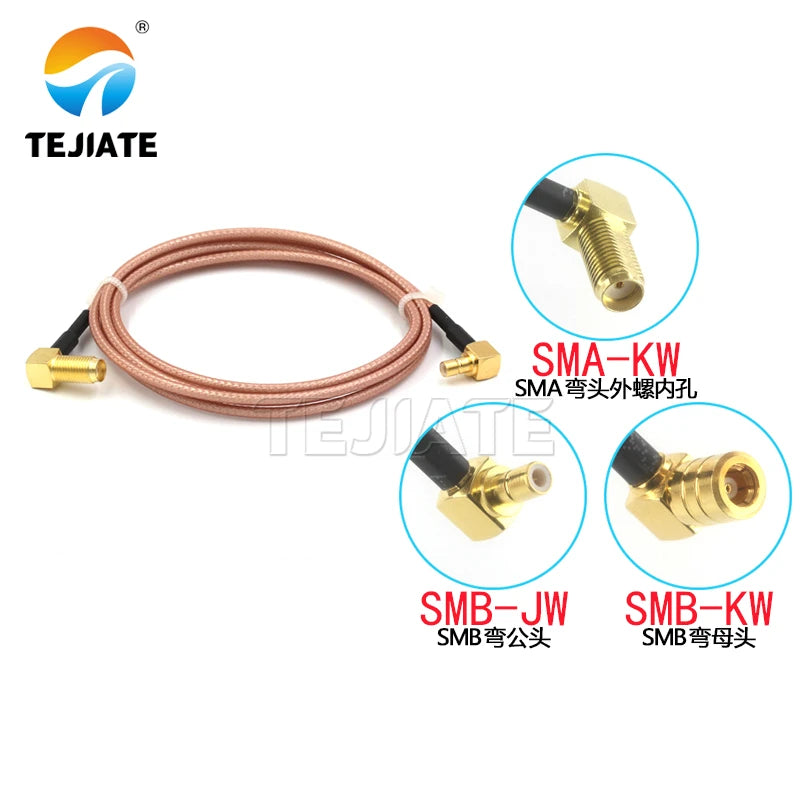 1PCS SMA-KW to SMB elbow connection line SMB-KW SMB-JW to SMA-KW adapter line RG316 extension line impedance 50 ohms