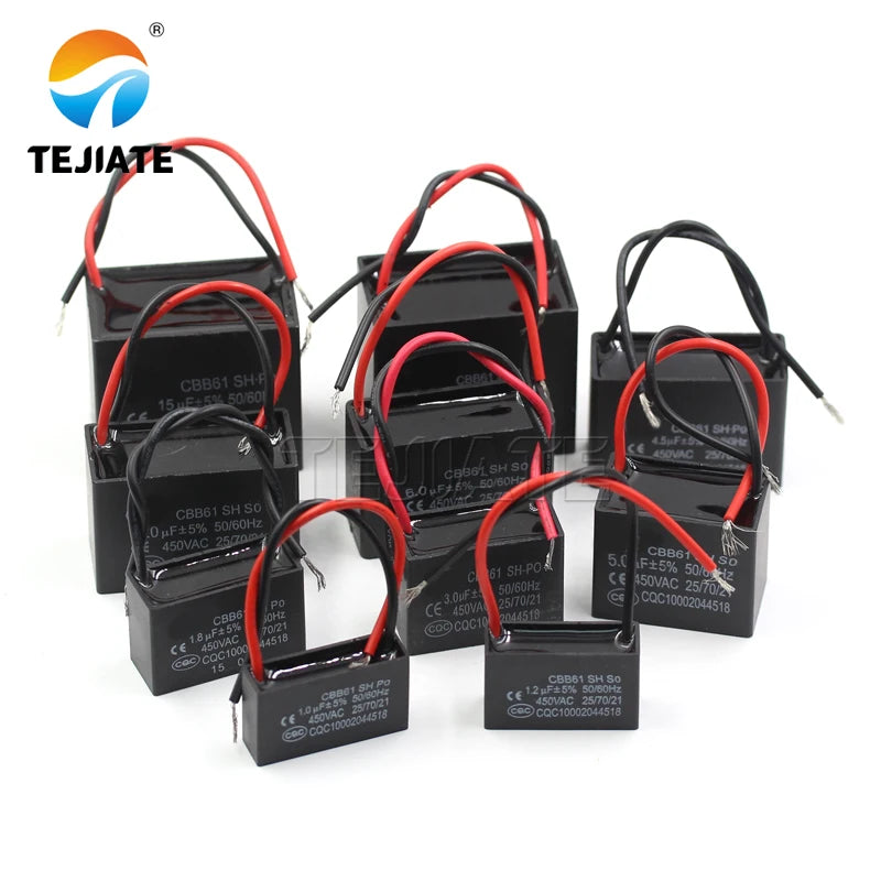 Cbb61 Fan Starting Capacitor 1uf / 1.2uf/1.5uf/1.8uf/2uf/2.2uf/2.5uf/2.7uf/3uf/3.5uf/4uf/4.5uf/5uf/6uf/7uf/8uf Ceiling Fan Range