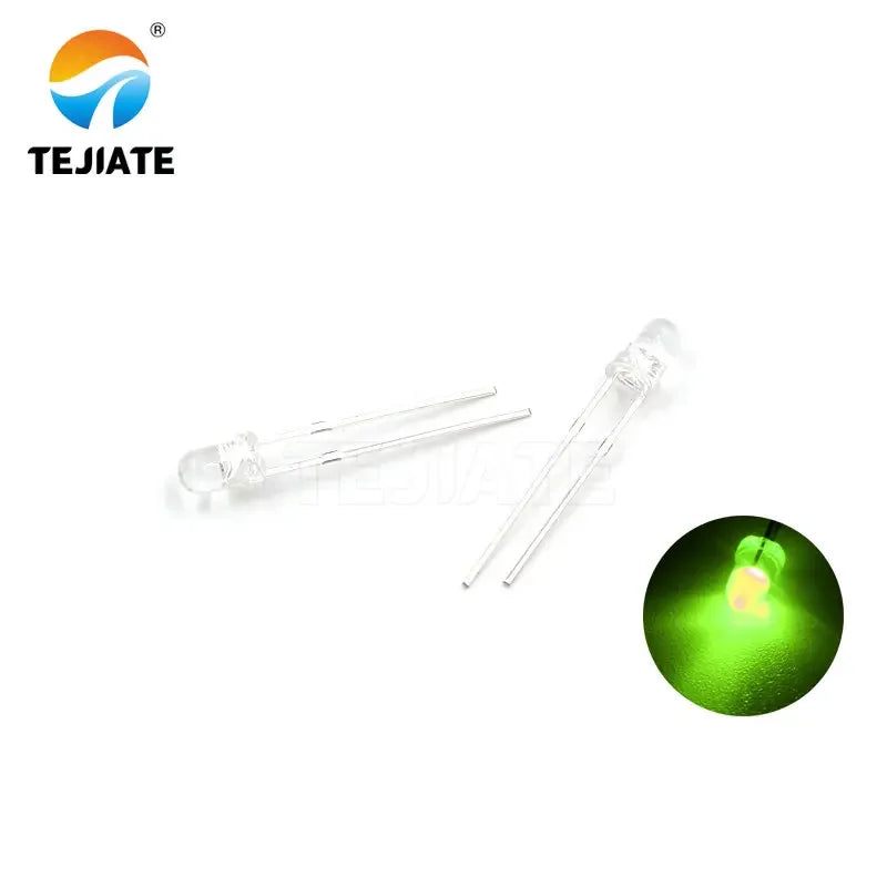 50PCS / 1Lot TEJIATE 3MM LED Lamp Bead Double Color White Flash Red Blue Green Fog Type Fast Response Long Using Life