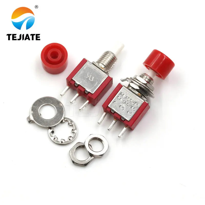 5Pcs 3pin Momentary Red Push Button Toggle Switch PS-102 DS612 1NO 1NC hym