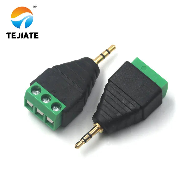 1PCS solderless 2.5/3.5MM gold-plated dual channel audio headphone plug, stereo adapter, solderless terminal