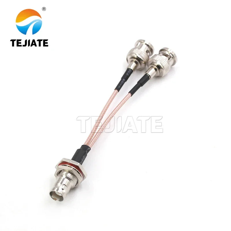BNC male female to two BNC adapters 10cm RG316 cable
