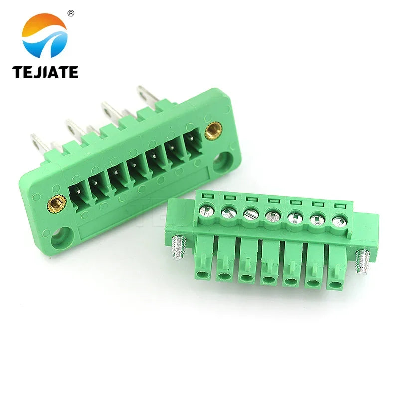 1 set of 15EDGWB+KM-3.81mm wall mounted plug-in PCB wiring terminals with flange fixed panel wall mounted