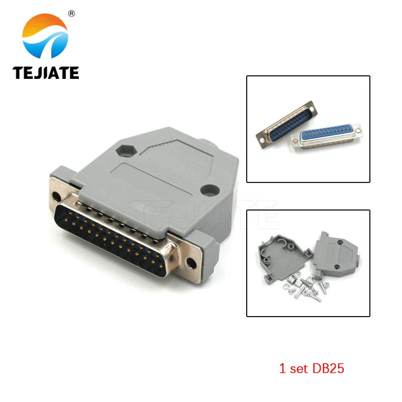 DB25 25P  Parallel Serial Port Female Male Wire Solder Connector Socket Plug VGA Adapter Plastic Metal Shell Cover