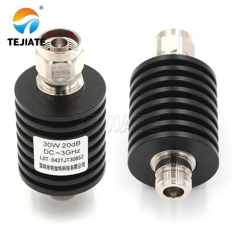 1PCS N-JK 30W Attenuator 6DB 20DB 30DB 40DB RF Coaxial Rixed Attenuator N type Connector