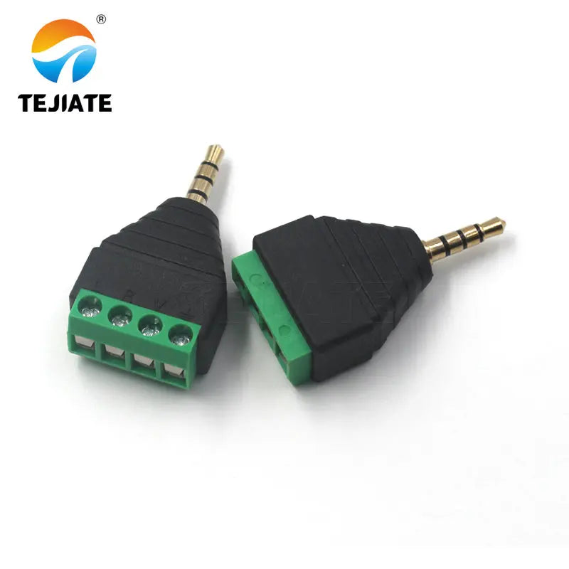 1PCS solderless 2.5/3.5MM gold-plated dual channel audio headphone plug, stereo adapter, solderless terminal