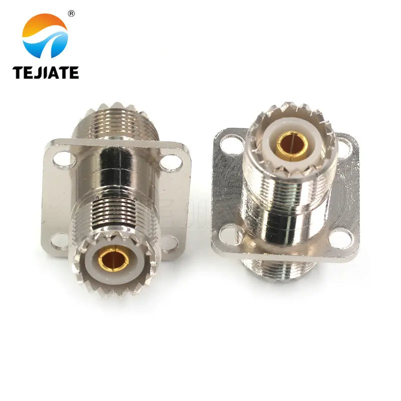 1PCS UHF to UHF adapter UHF-KKF 4-hole flange 25x25MM internal and external RF copper square frequency coaxial connector