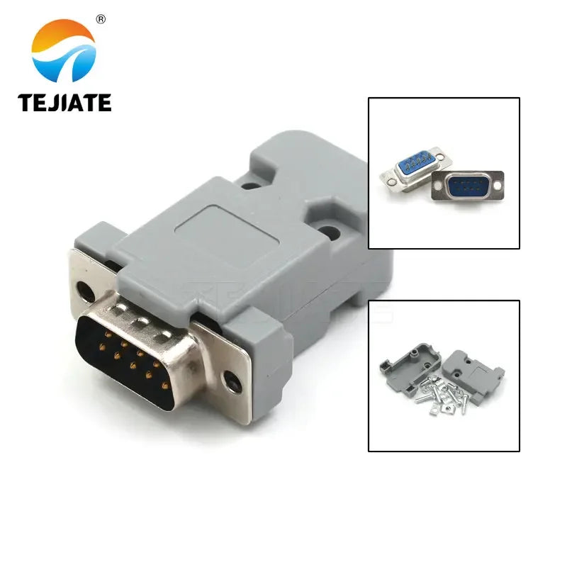 5pcs RS232 DB9 9 Pin Solder Connector DB9 Female Male Serial Port Plastic Potection Shell Cover For VGA Connectors