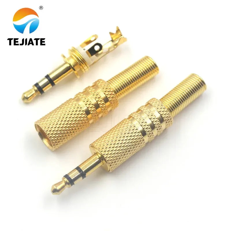 1PCS Stereo Headset Plug 3.5MM Socket Connector Audio Cable Welding  2/3/4 Section Type Small Three Core  Gold Plated