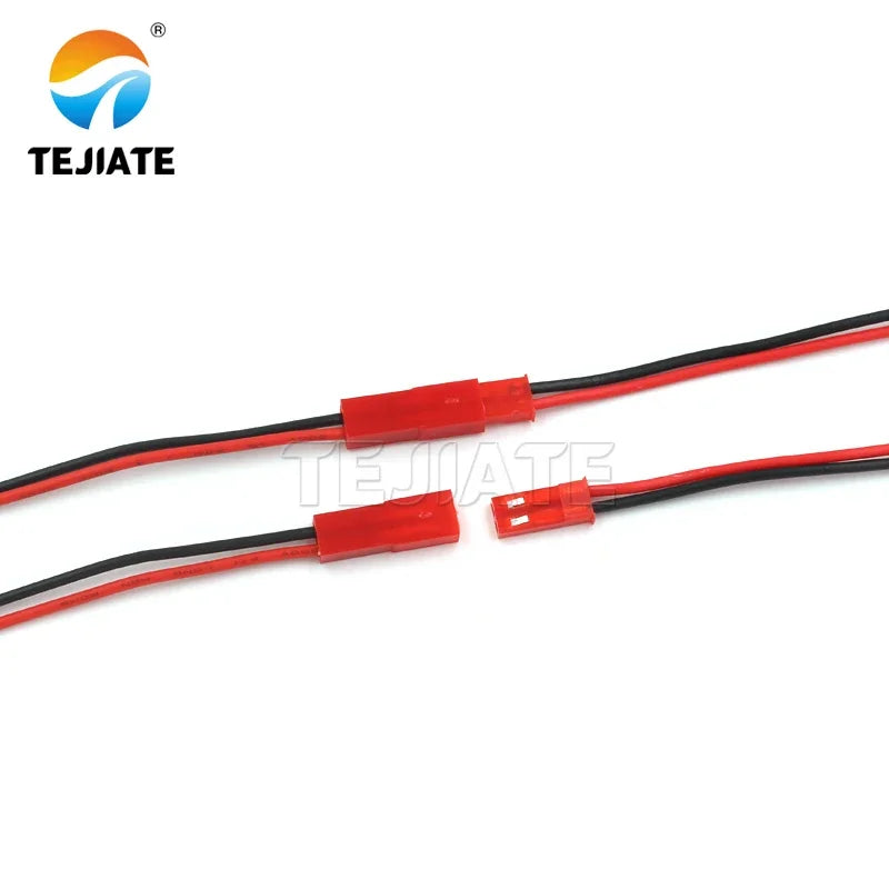 1 set of JST-2P female/male socket-to-plug connection cables LED male and female plugs red and black 10CM/20CM