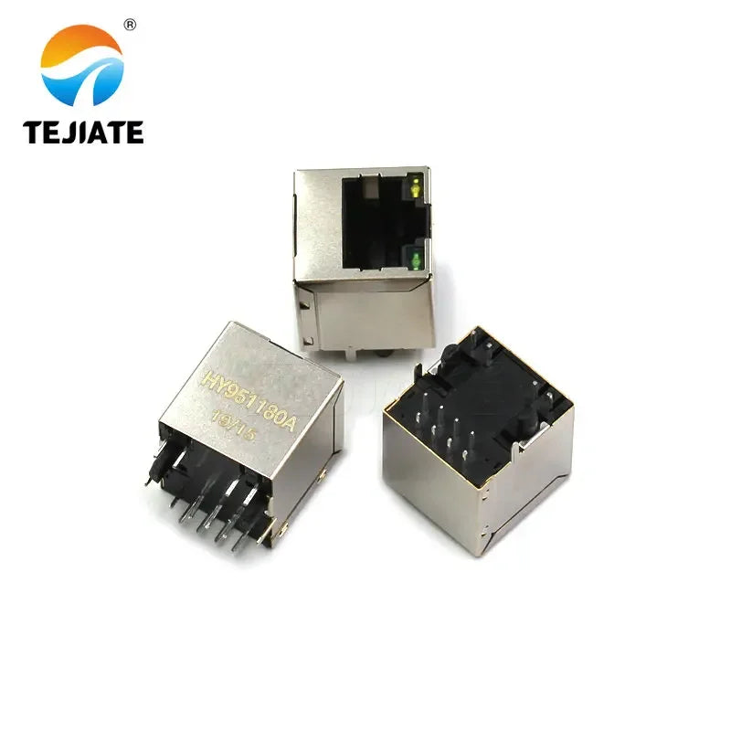 HY951180A RJ45 with LED light network transformer vertical 180 degree network port