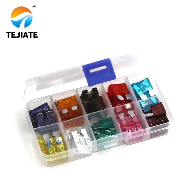 50pcs/lot Car Auto Medium Size Standard Blade Fuse Box Plastic Box Assortment with 3A 5A 7.5A 10A 15A 20A 25A 30A 35A 40A Fuses
