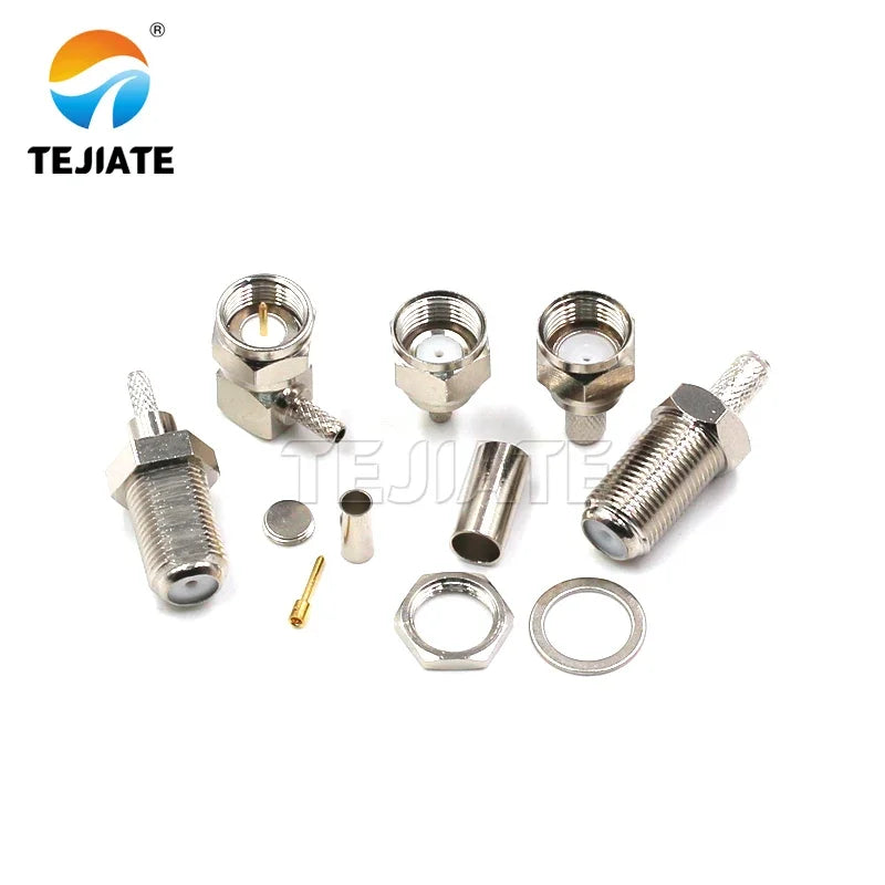 1PCS F-J/JW/KY Imperial F Type RF Coaxial Connector Male And Female Elbow Nikel/Gold Plated Adapter Plug