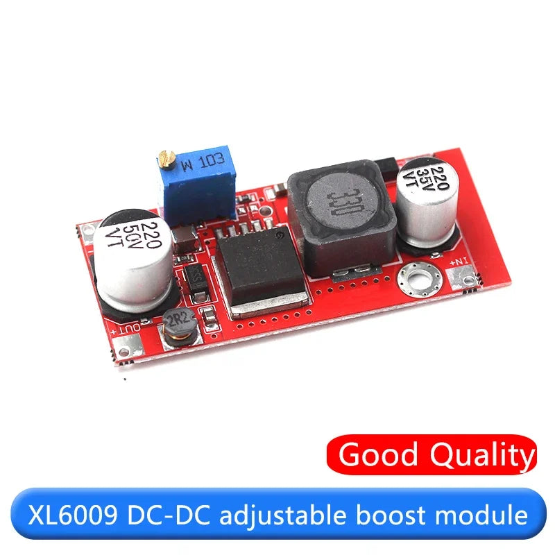 Red XL6009 DC-DC Step-up Adjustable Voltage Regulated Power Supply Module Board Output 4A Current Wide Voltage 5V12v Up To 24V