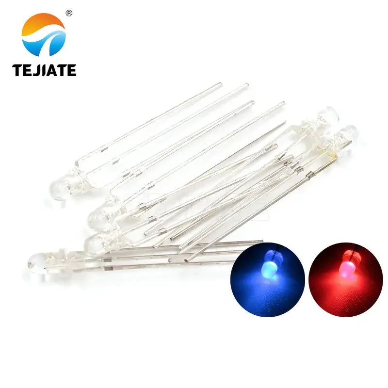 10PCS / 1Lot TEJIATE 3MM LED Light Bead Double Color White Flash Red Blue Green Fog Type Low Power Consume Fast Response