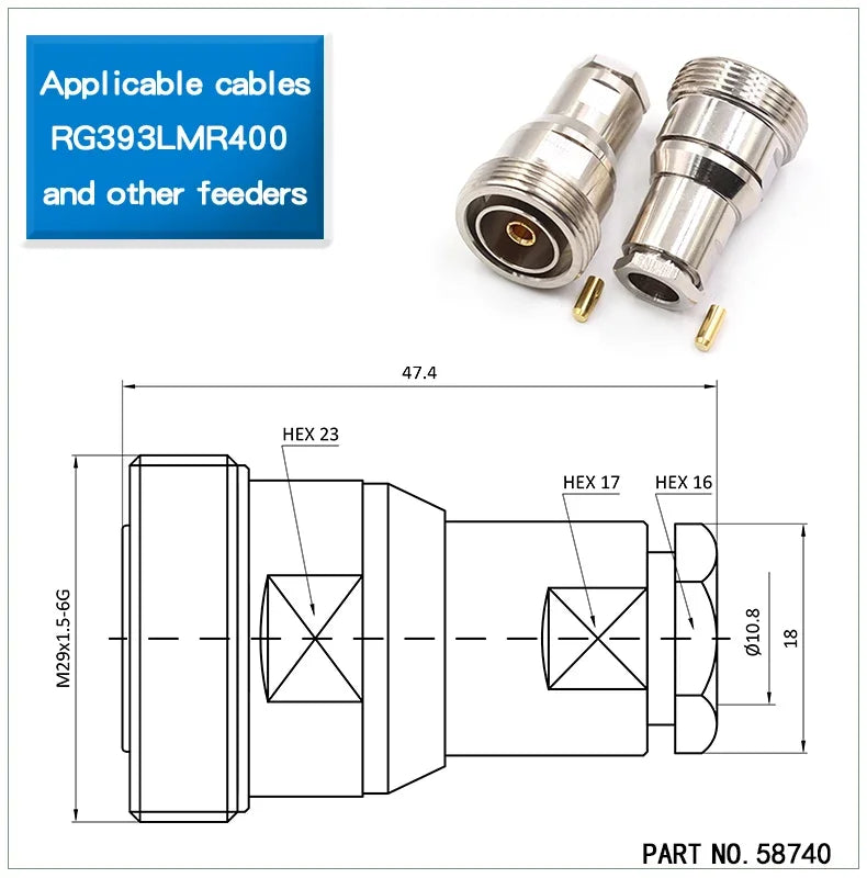 L29/DIN all copper feeder DIN-J-7 L29-K-7 50-7/LMR400 coaxial cable assembly