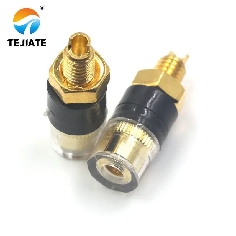 1PCS small pure copper gold-plated amplifier speaker, semi transparent crystal terminal block, banana plug socket