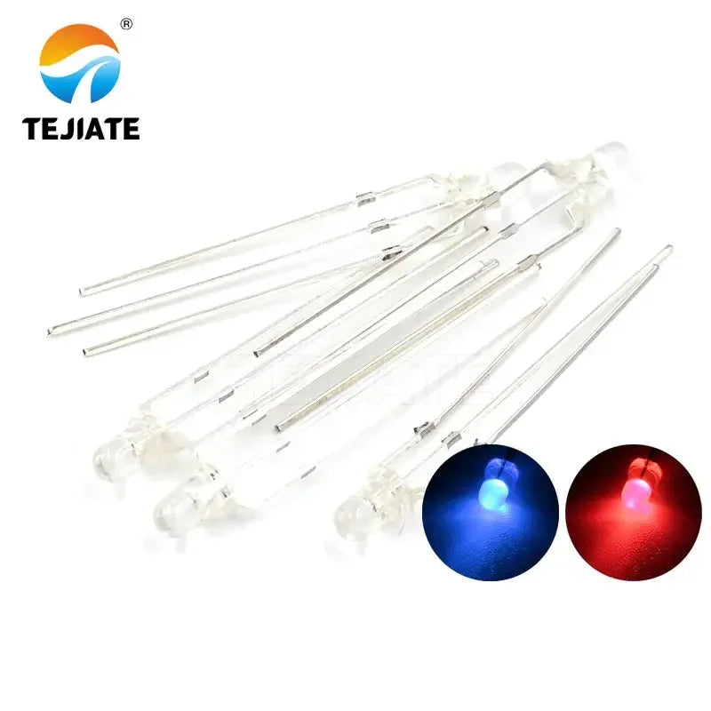 10PCS / 1Lot TEJIATE 3MM LED Light Bead Double Color White Flash Red Blue Green Fog Type Low Power Consume Fast Response