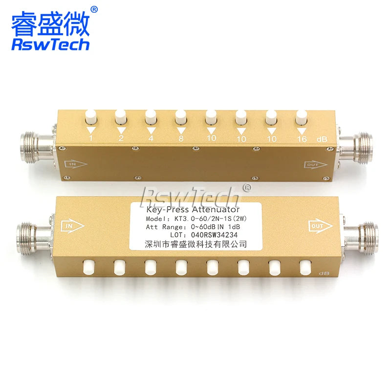 1PCS SMA N-type RF button adjustable key signal attenuator 0-30dB 0-60dB 0-90dB step 2W high power 0-4GHz